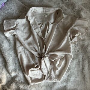 Cream Tie-Front Blouse